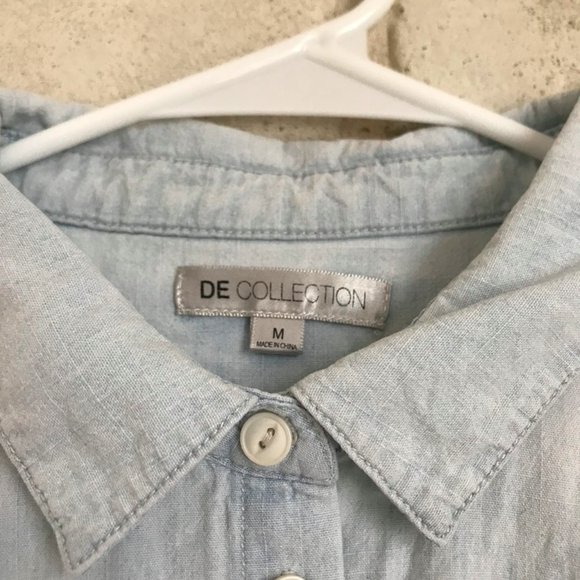 DE COLLECTION Oversized Denim Short Sleeve Shirt - Picture 5 of 12